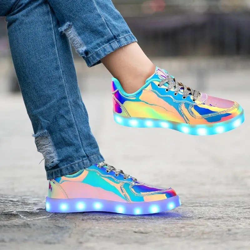 Padgene Women's Men's LED Lights Up Shoes Unisex Luminous Flashing Trainers USB Charging Lace Up Couples Dancing Shoes