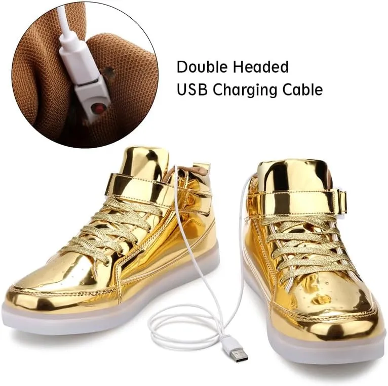 Padgene Women's Men's LED Lights Up Shoes Unisex Luminous Flashing Trainers USB Charging Lace Up Couples Dancing Shoes