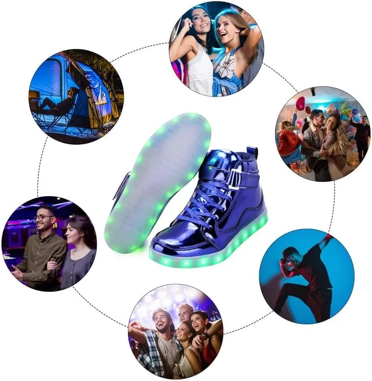 Padgene Women's Men's LED Lights Up Shoes Unisex Luminous Flashing Trainers USB Charging Lace Up Couples Dancing Shoes