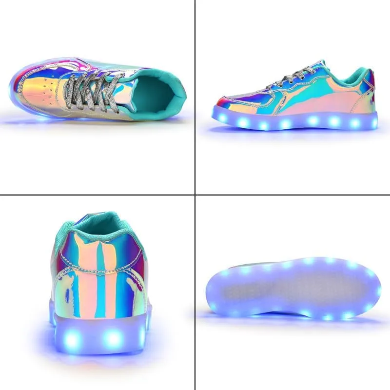 Padgene Women's Men's LED Lights Up Shoes Unisex Luminous Flashing Trainers USB Charging Lace Up Couples Dancing Shoes