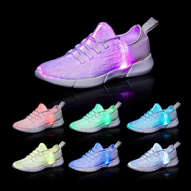 Padgene Women's Men's LED Lights Up Shoes Unisex Luminous Flashing Trainers USB Charging Lace Up Couples Dancing Shoes
