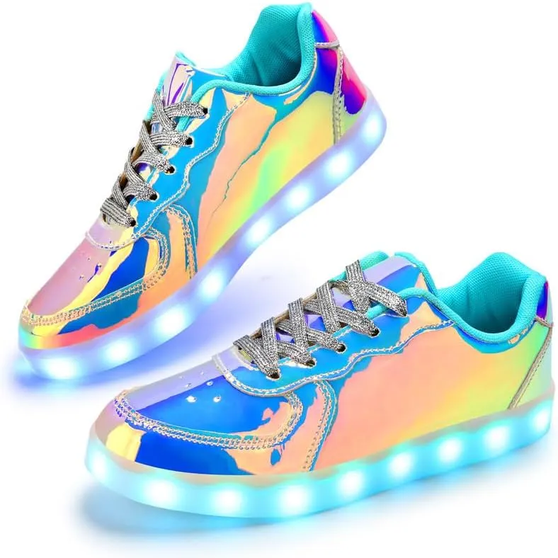 Padgene Women's Men's LED Lights Up Shoes Unisex Luminous Flashing Trainers USB Charging Lace Up Couples Dancing Shoes