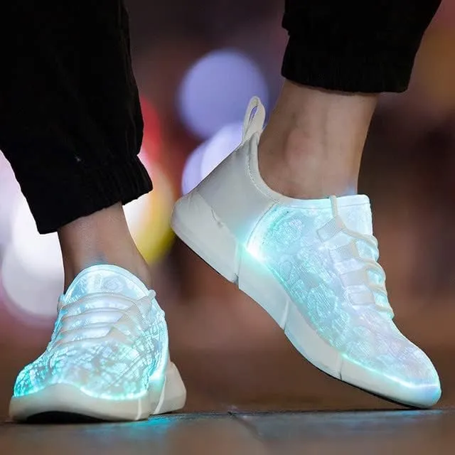 Padgene Women's Men's LED Lights Up Shoes Unisex Luminous Flashing Trainers USB Charging Lace Up Couples Dancing Shoes