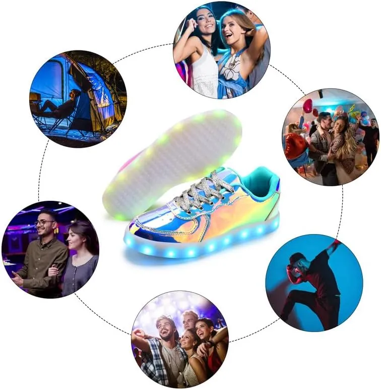 Padgene Women's Men's LED Lights Up Shoes Unisex Luminous Flashing Trainers USB Charging Lace Up Couples Dancing Shoes