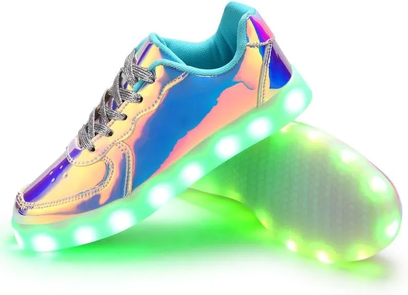 Padgene Women's Men's LED Lights Up Shoes Unisex Luminous Flashing Trainers USB Charging Lace Up Couples Dancing Shoes
