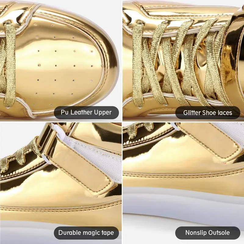 Padgene Women's Men's LED Lights Up Shoes Unisex Luminous Flashing Trainers USB Charging Lace Up Couples Dancing Shoes