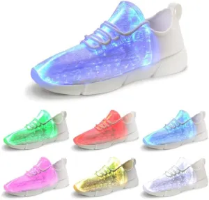 Padgene Women's Men's LED Lights Up Shoes Unisex Luminous Flashing Trainers USB Charging Lace Up Couples Dancing Shoes