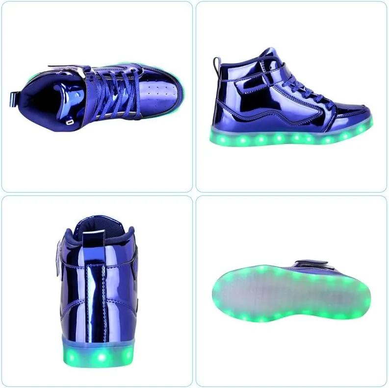 Padgene Women's Men's LED Lights Up Shoes Unisex Luminous Flashing Trainers USB Charging Lace Up Couples Dancing Shoes