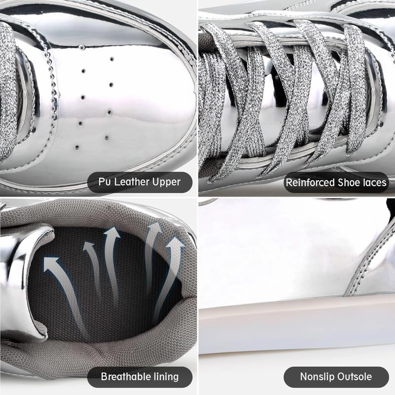 Padgene Women's Men's LED Lights Up Shoes Unisex Luminous Flashing Trainers USB Charging Lace Up Couples Dancing Shoes