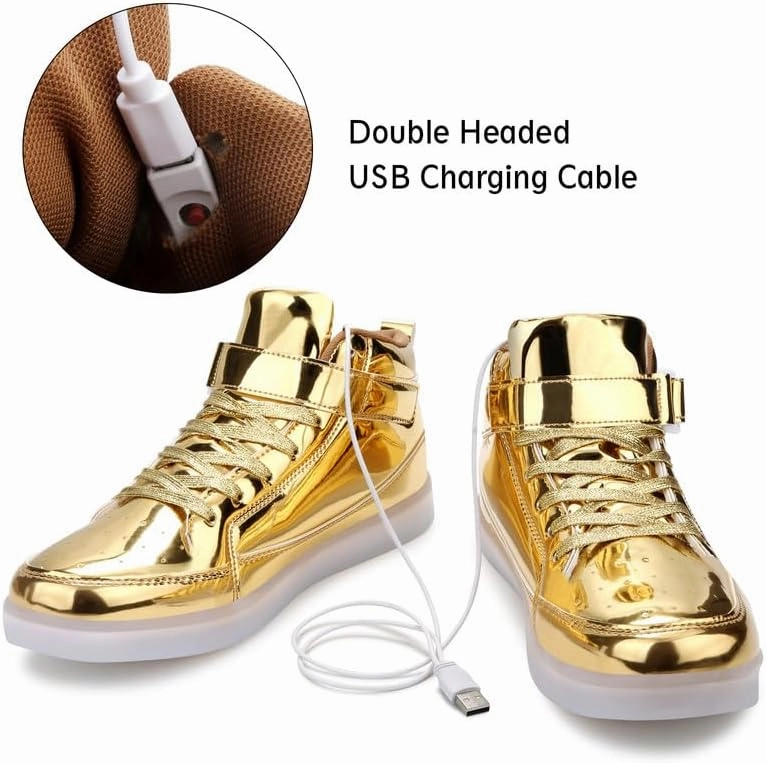 Padgene Women's Men's LED Lights Up Shoes Unisex Luminous Flashing Trainers USB Charging Lace Up Couples Dancing Shoes