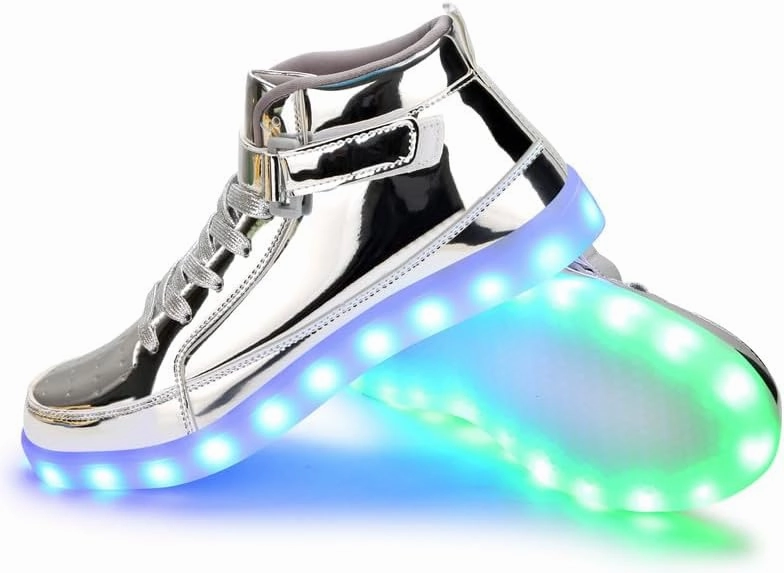Padgene Women's Men's LED Lights Up Shoes Unisex Luminous Flashing Trainers USB Charging Lace Up Couples Dancing Shoes