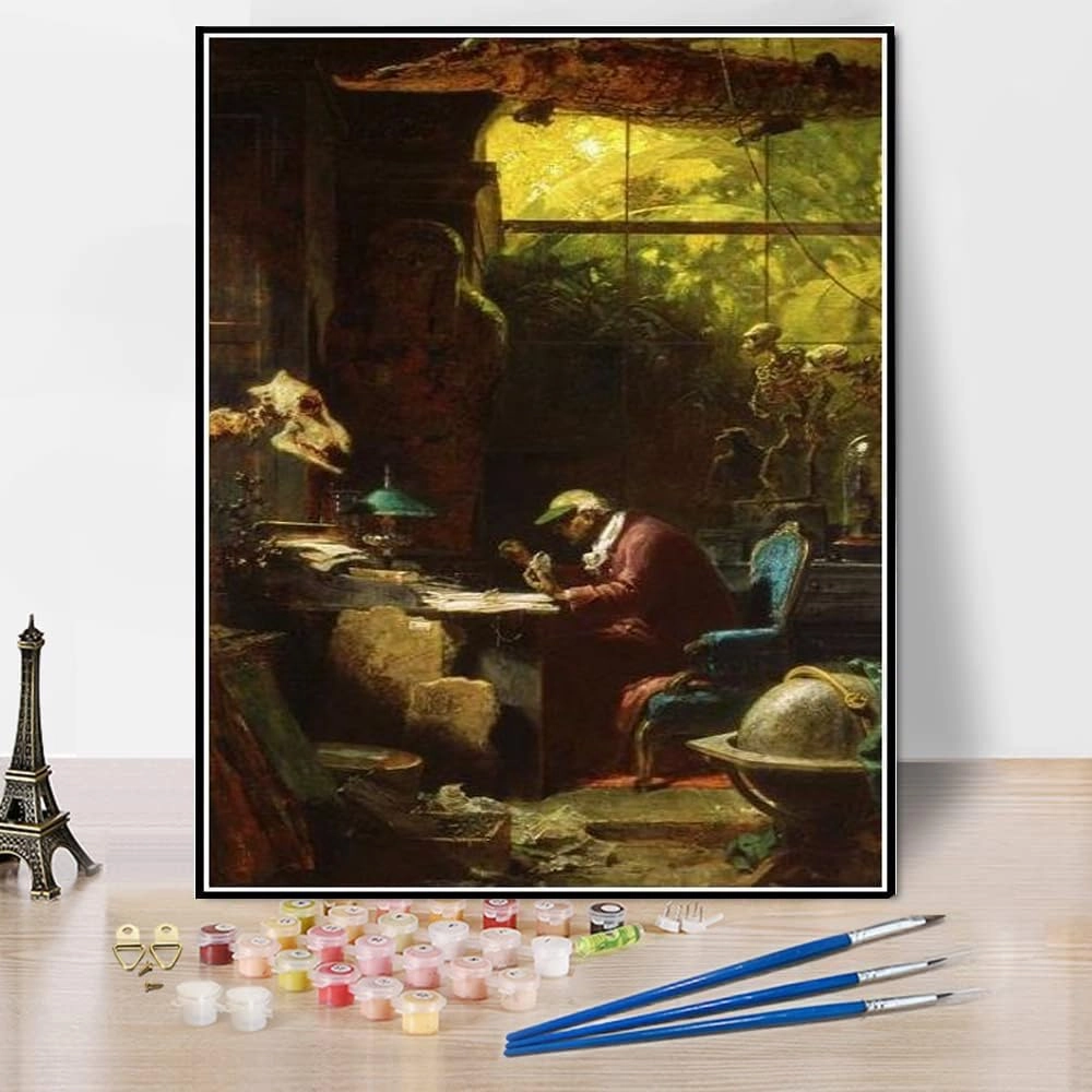 Paint by Numbers Kits for Adults and Kids Scholar of Natural Sciences Painting by Carl Spitzweg Arts Craft for Home Wall Decor