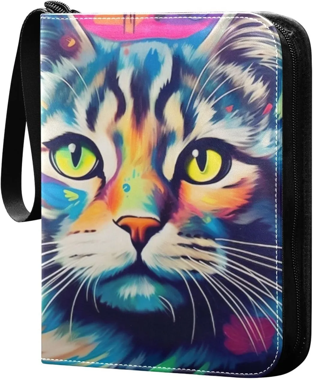 Painted Cat Card Binder, 400 Pockets Card Holder with 50 Sleeves, Sturdy Card Holder Folders for Game Cards & Sports Cards
