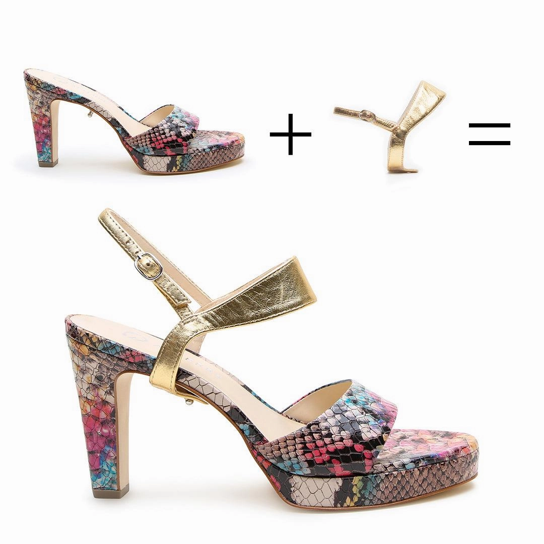 Painted Snake Lo Platform   Gold Elsie Strap