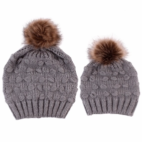 Parent-Child Knitted Hat Manufacturers Spot Butterfly Fur Ball Warm Hat