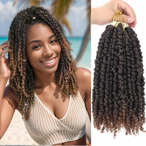Passion Twist Crochet Hair 6 Packs 12 Inch Pre-twisted Passion Twist Hair Pre Looped Crochet Hair Bohemian Short Ombre Brown Crochet Passion Twist Hair for Black Women Kids and Girls (12 Inch,T1B/30)
