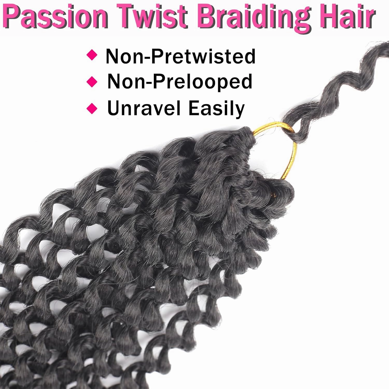 Passion Twist Hair 14 Inch 7 Packs Water Wave Crochet Hair 2# Color Wrap Braiding Hair For Passion Twist Crochet Hair/Butterfly Locs/Spring Twist Crochet Braids Boho Hair Extension (14 Inch,2#)