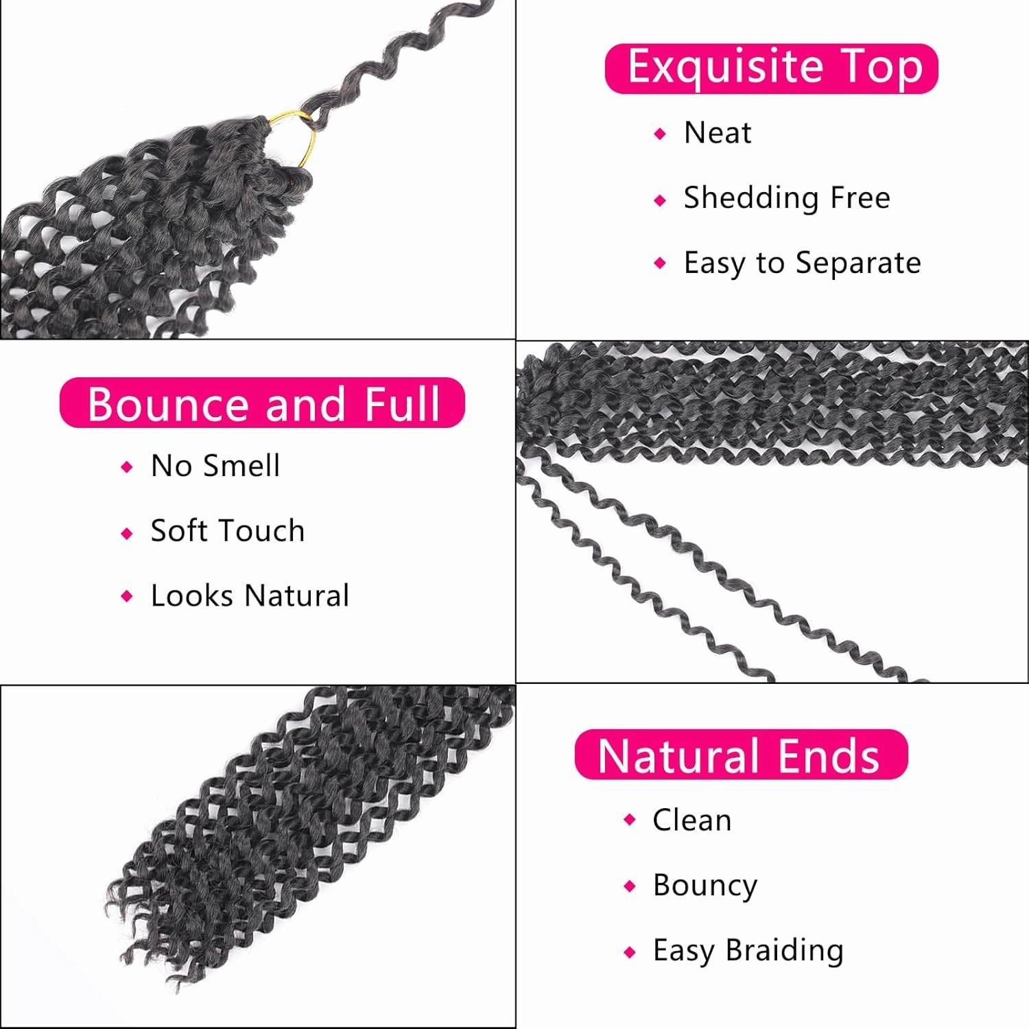 Passion Twist Hair 14 Inch 7 Packs Water Wave Crochet Hair 2# Color Wrap Braiding Hair For Passion Twist Crochet Hair/Butterfly Locs/Spring Twist Crochet Braids Boho Hair Extension (14 Inch,2#)
