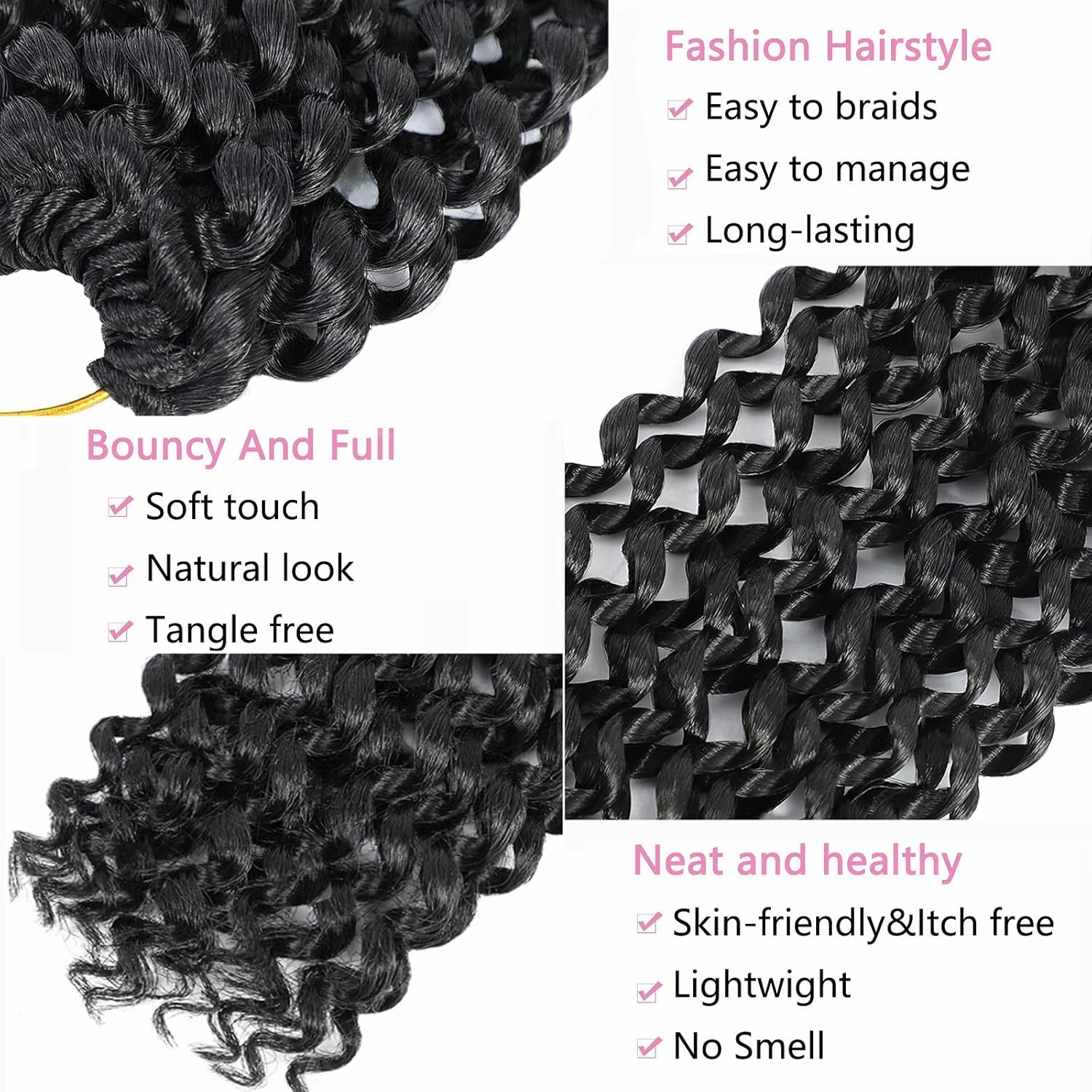 Passion Twist Hair 18 Inch 8 Packs Water Wave Crochet Hair Curly Braiding Hair Long Bohemian Spring Twist Hair For Butterfly Locs Crochet Braids Synthetic Hair Extension (18 Inch (Pack of 8), 1B#)