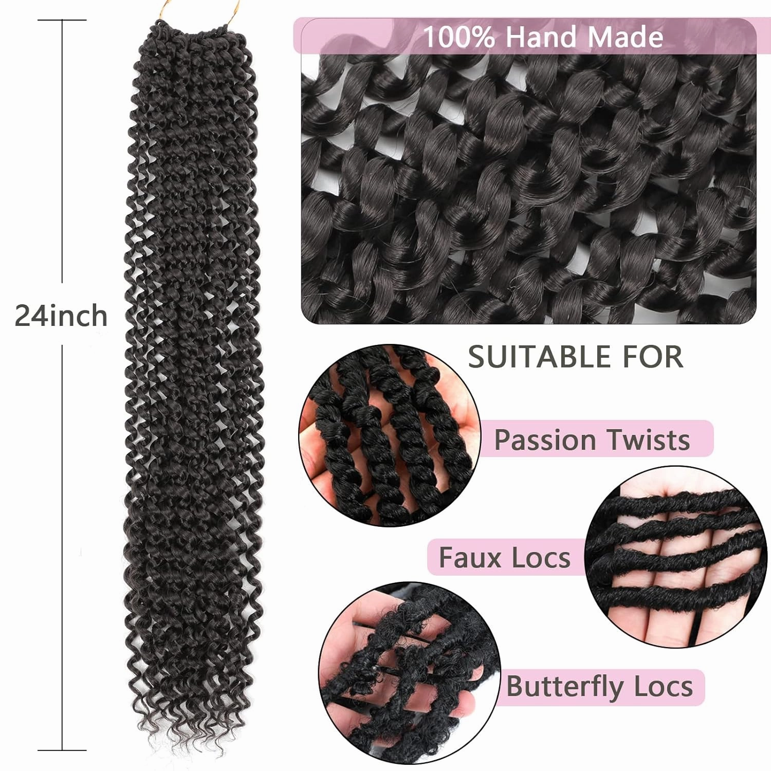 Passion Twist Hair 24 Inch 8 Packs Passion Twist Crochet Hair For Women Passion Twists Braiding Hair Long Bohemian Spring Twist Hair Crochet Braids Synthetic Hair Extension (24 Inch, 2#)