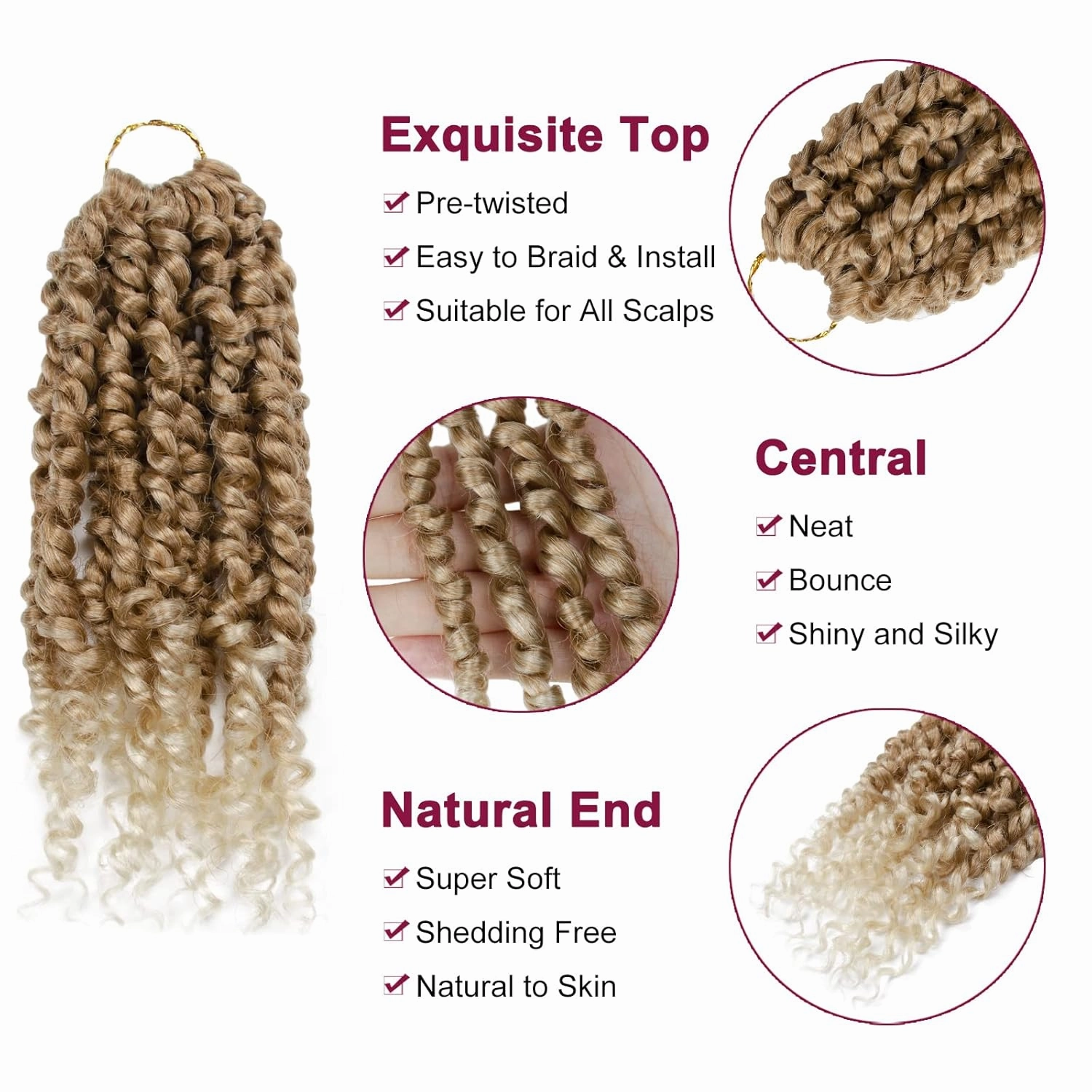Passion Twist Hair For Kids- 8 Packs 6 Inch Passion Twist Crochet Hair For Women, Crochet Pretwisted Curly Hair Passion Twists Synthetic Braiding Hair Extensions(6 Inch 8 Packs, T27/613)