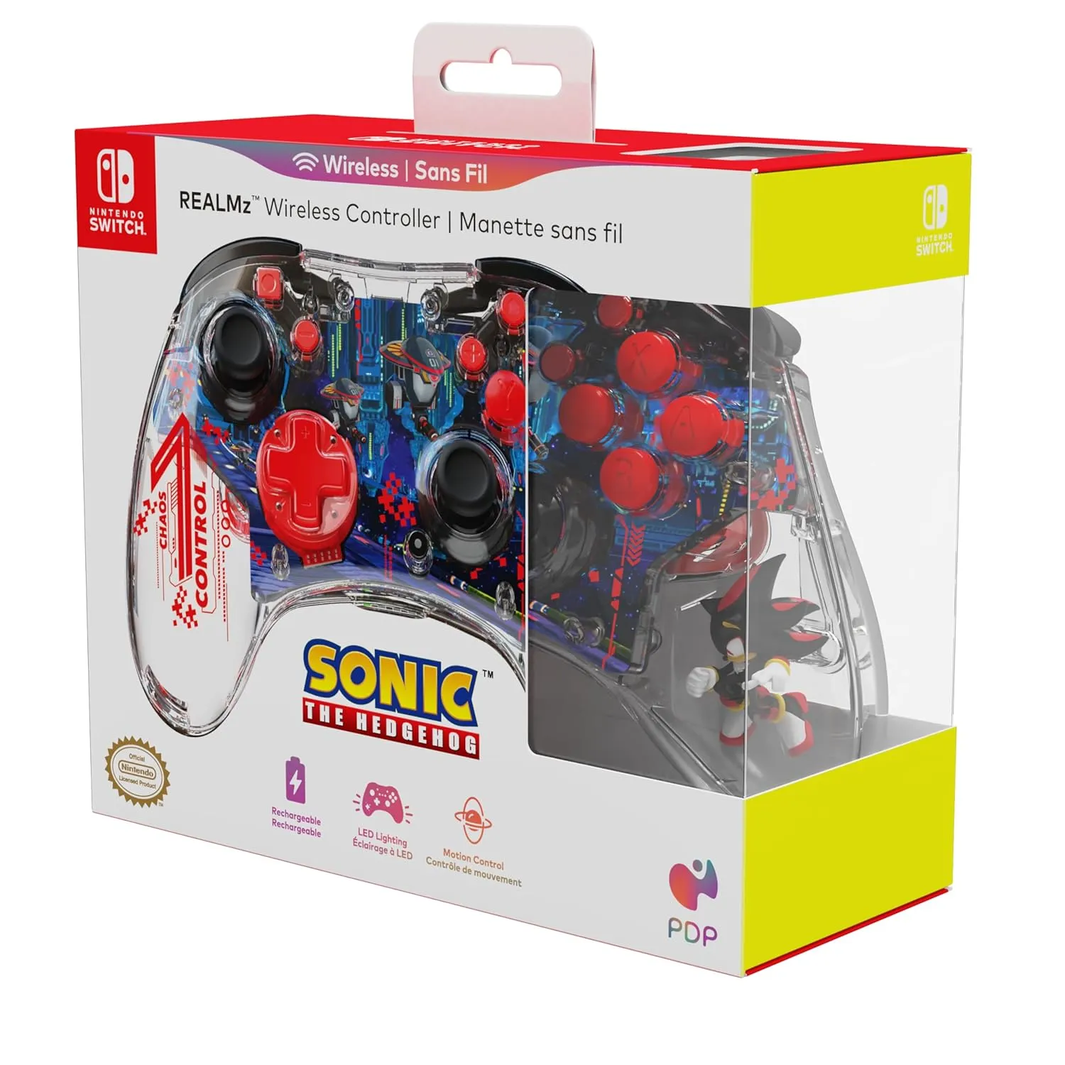 PDP REALMz Wireless Nintendo Switch Pro Controller, Rechargeable LED, Licensed for Nintendo Switch|Lite|OLED: Sonic Shadow Space Colony ARK (with Full Motion Controls)