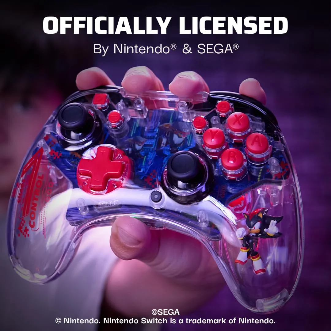 PDP REALMz Wireless Nintendo Switch Pro Controller, Rechargeable LED, Licensed for Nintendo Switch|Lite|OLED: Sonic Shadow Space Colony ARK (with Full Motion Controls)