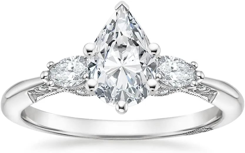 Pear Moissanite Engagement Ring 1-3.09 CT acori Three Stone Wedding Bridal Set 925 Sterling Silver 10K 14K 18K Gold Anniversary Promise Ring Valentine Gift for Her