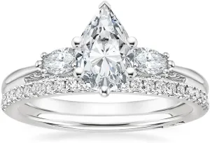 Pear Moissanite Engagement Ring 1-3.09 CT acori Three Stone Wedding Bridal Set 925 Sterling Silver 10K 14K 18K Gold Anniversary Promise Ring Valentine Gift for Her