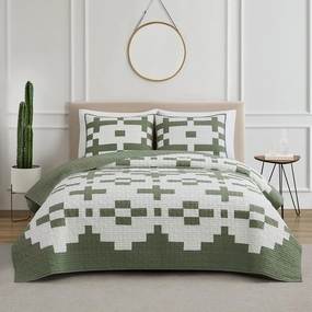 PENDLETON Painted Cove Queen Size Cotton Quilt Set, Southwestern Farmhouse Bedding Cover, Soft Warm Bed Spread with Matching Pillowcase for All Seasons Chic Home Decor Bedding Sets, Full/Queen, Sage