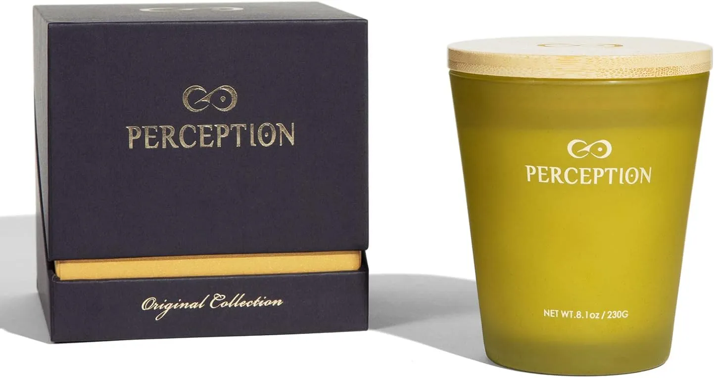 PERCEPTION AROMAS Luxury Scented Candle | Bamboo Jasmine | Hand Poured Soy Wax Candle with Gift Box | Elegant Fragrances | 50 Hour Burn Time (8.1 oz)