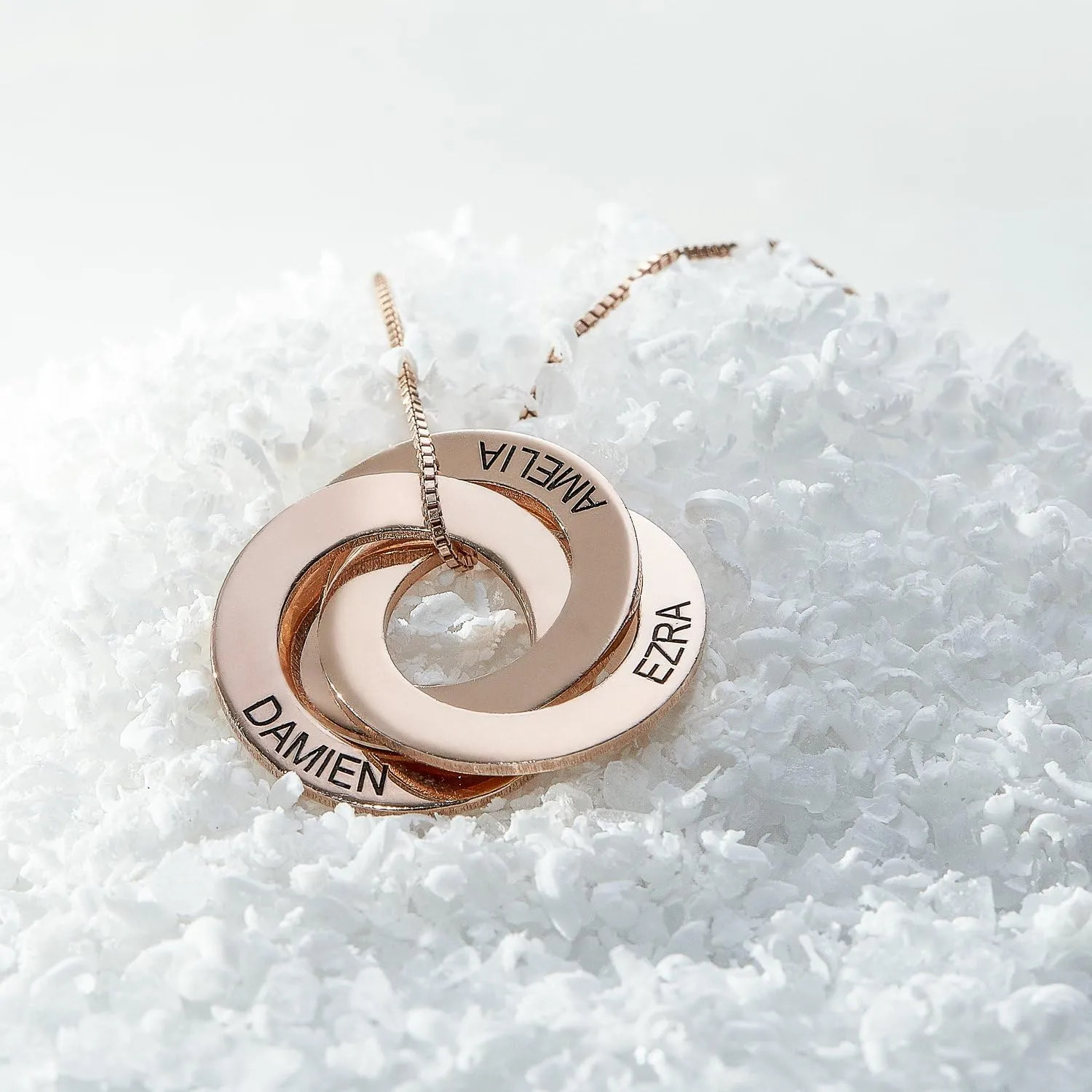 Personalized Russian Rings Necklace with Inscriptions - Two, Three, Four or Five Custom Pendant - Dainty Gift for Her, Women - Jewelry for Mother's Day, Christmas, Birthday