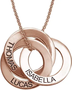 Personalized Russian Rings Necklace with Inscriptions - Two, Three, Four or Five Custom Pendant - Dainty Gift for Her, Women - Jewelry for Mother's Day, Christmas, Birthday