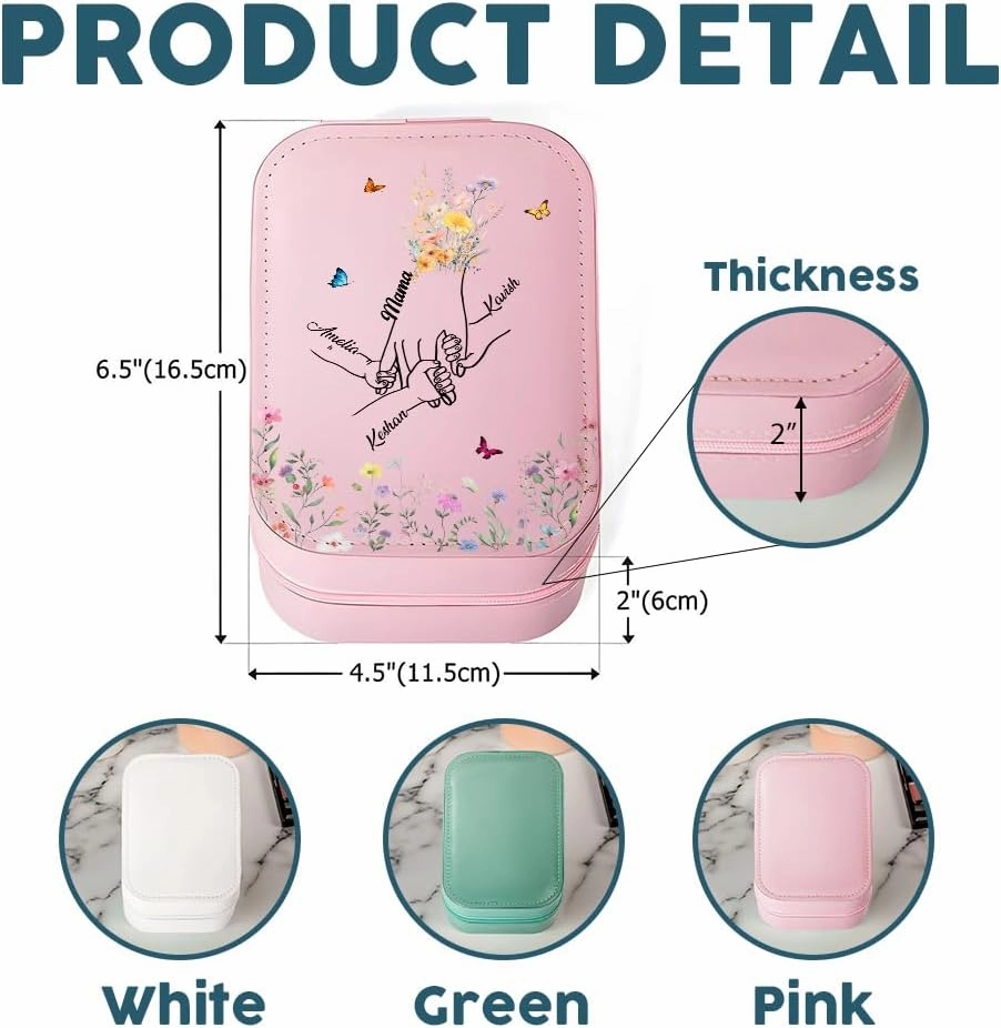 Personalized Best Mom Ever Travel Makeup Bag With LED Mirror Leather, Custom Name Makeup Organizer Portable Jewelry Organizer Case Valentine's, Birthday, Christmas Gifts for Women