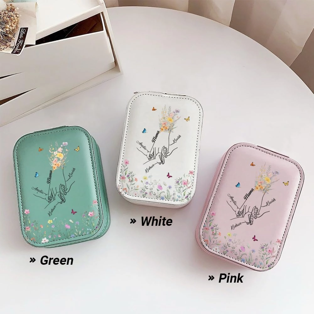 Personalized Best Mom Ever Travel Makeup Bag With LED Mirror Leather, Custom Name Makeup Organizer Portable Jewelry Organizer Case Valentine's, Birthday, Christmas Gifts for Women