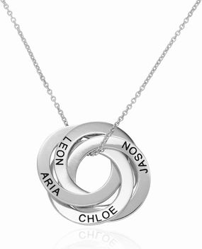Personalized Russian Rings Necklace with Inscriptions - Two, Three, Four or Five Custom Pendant - Dainty Gift for Her, Women - Jewelry for Mother's Day, Christmas, Birthday