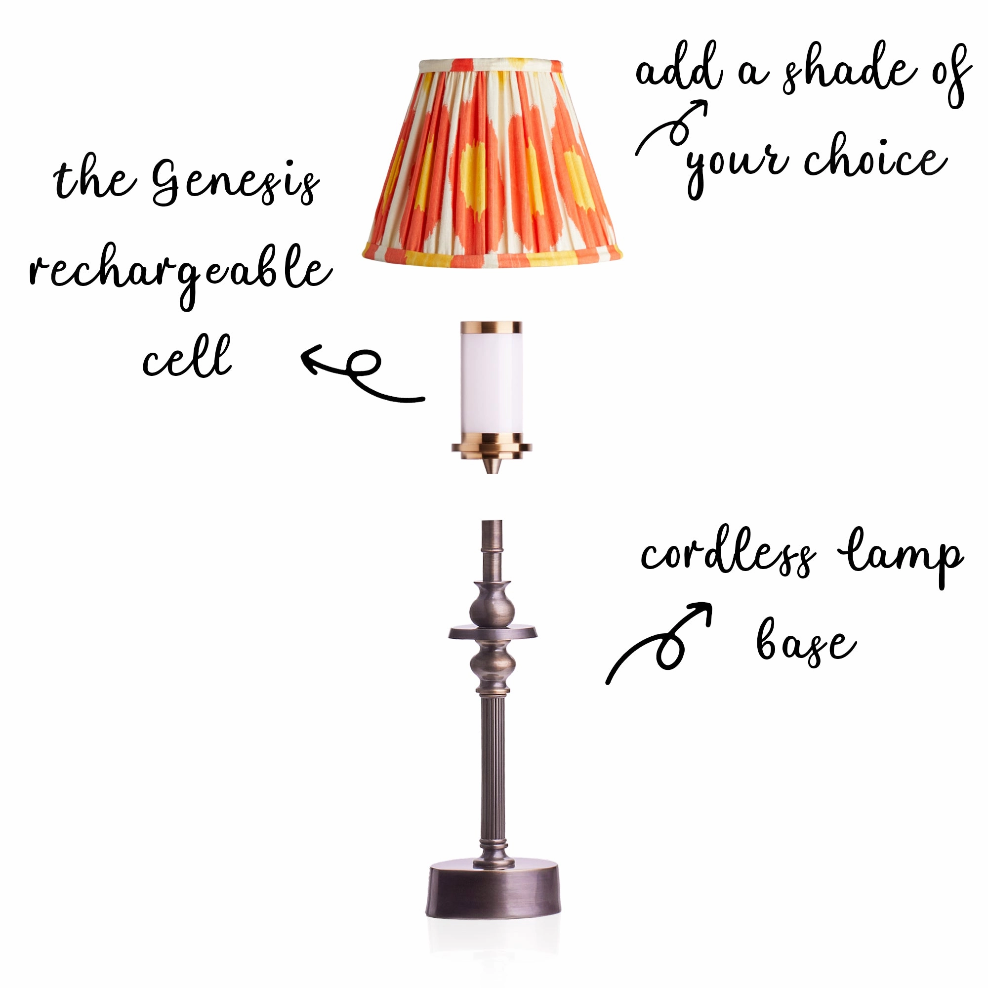 Phileas rechargeable table lamp finished in antique bronze