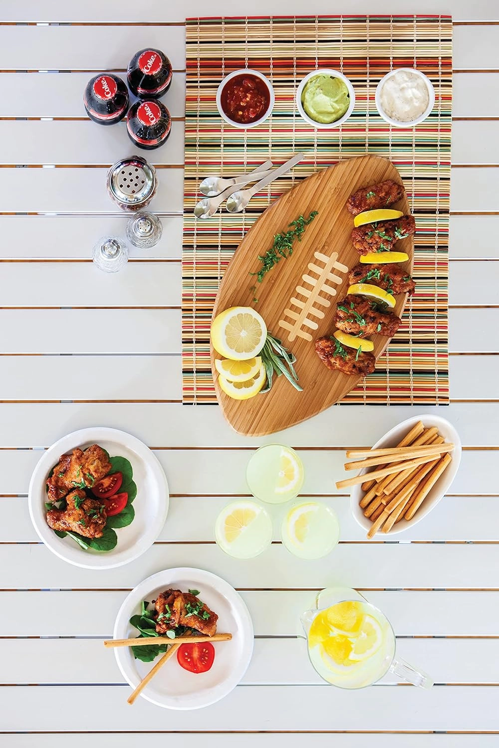 PICNIC TIME NFL Touchdown! Football Cheese Board, Novelty Charcuterie Board, Serving Platter, Cheese Boards Charcuterie Boards, Wood Cutting Board, (Bamboo)
