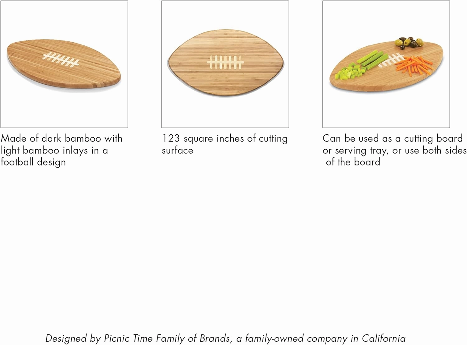 PICNIC TIME NFL Touchdown! Football Cheese Board, Novelty Charcuterie Board, Serving Platter, Cheese Boards Charcuterie Boards, Wood Cutting Board, (Bamboo)
