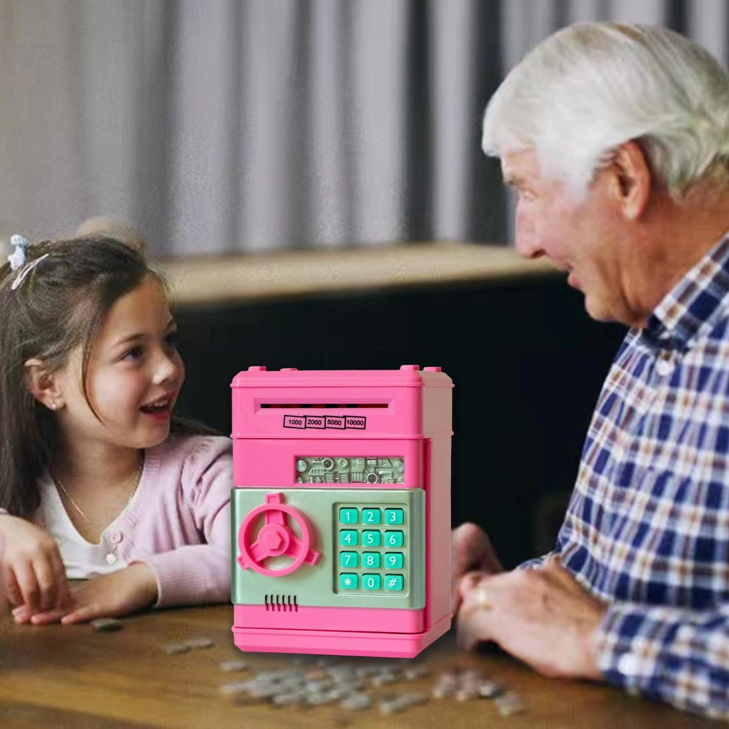 Piggy Bank for Kids Aged 6-10, Electronic Money Bank with Password, Saving Box ATM, Birthday Toys (Pink)