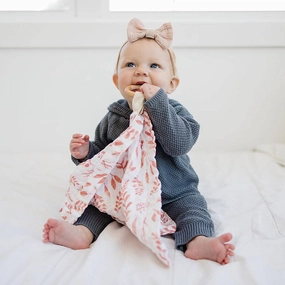 Pink Leaves Classic Muslin Teether Blanket