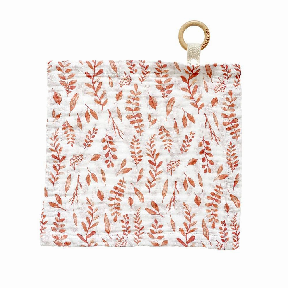 Pink Leaves Classic Muslin Teether Blanket