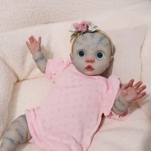 Pinky Reborn Dolls 16 inch 42 cm Fairy Avatar Peeka with Blue Skin Handmade Reborn Baby Dolls Realistic Soft Cloth Body Newborn Baby Doll for Child Age 3 