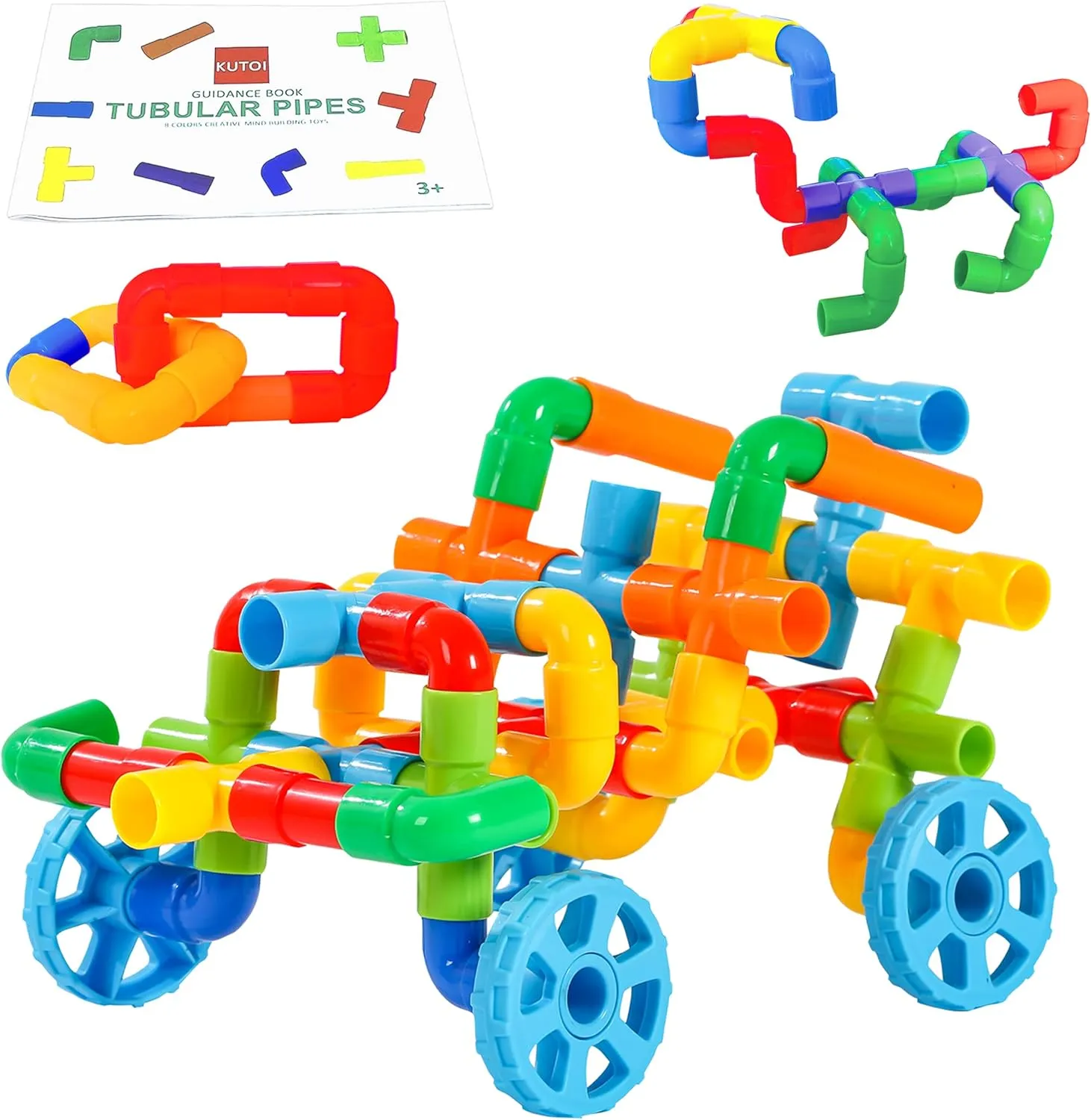 Pipe Building Toys, Early Learning Educational Tubular Pipes, Kids Building Blocks, STEM Toys for 3 Year Old   Boys and Girls, 72 Pcs Stim Toy Set