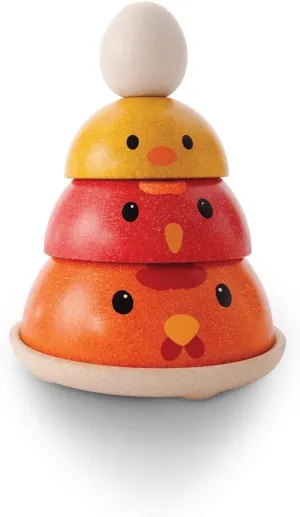 PlanToys Wooden Nesting Chicken Stacking Toy (5695) | Sustainably Made from Rubberwood and Non-Toxic Paints and Dyes | Eco-Friendly PlanWood