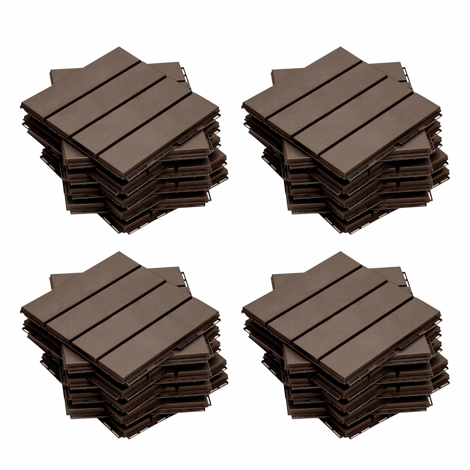 Plastic Interlocking Deck Tiles, 36 Pack, 12"x12" Patio Decking Tiles Not-Slip All Weather Use, PVC Waterproof Outdoor Flooring Pavers for Backyard, Poolside, Porch, Balcony, Brown