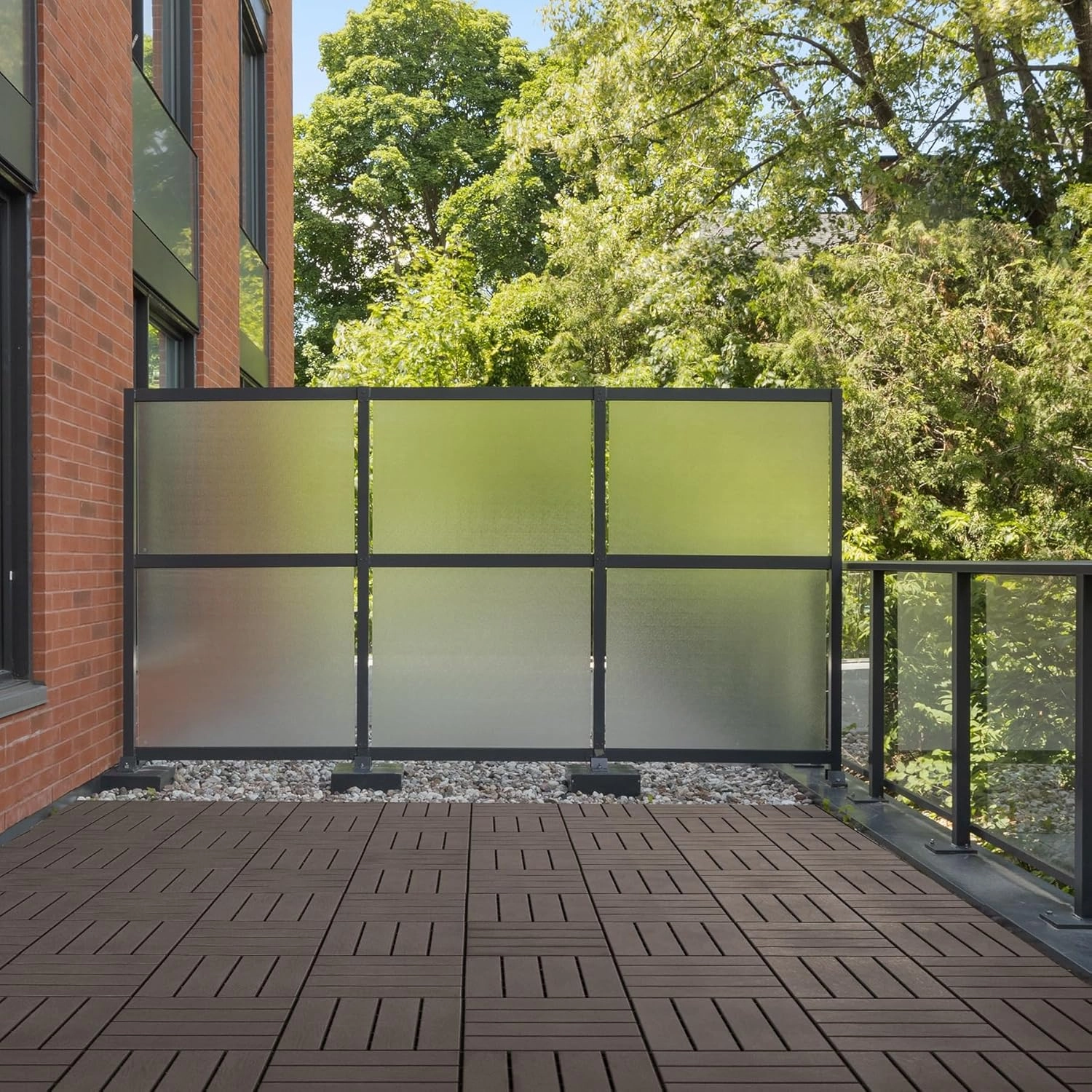 Plastic Interlocking Deck Tiles, 36 Pack, 12"x12" Patio Decking Tiles Not-Slip All Weather Use, PVC Waterproof Outdoor Flooring Pavers for Backyard, Poolside, Porch, Balcony, Brown
