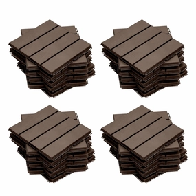 Plastic Interlocking Deck Tiles, 36 Pack, 12"x12" Patio Decking Tiles Not-Slip All Weather Use, PVC Waterproof Outdoor Flooring Pavers for Backyard, Poolside, Porch, Balcony, Brown