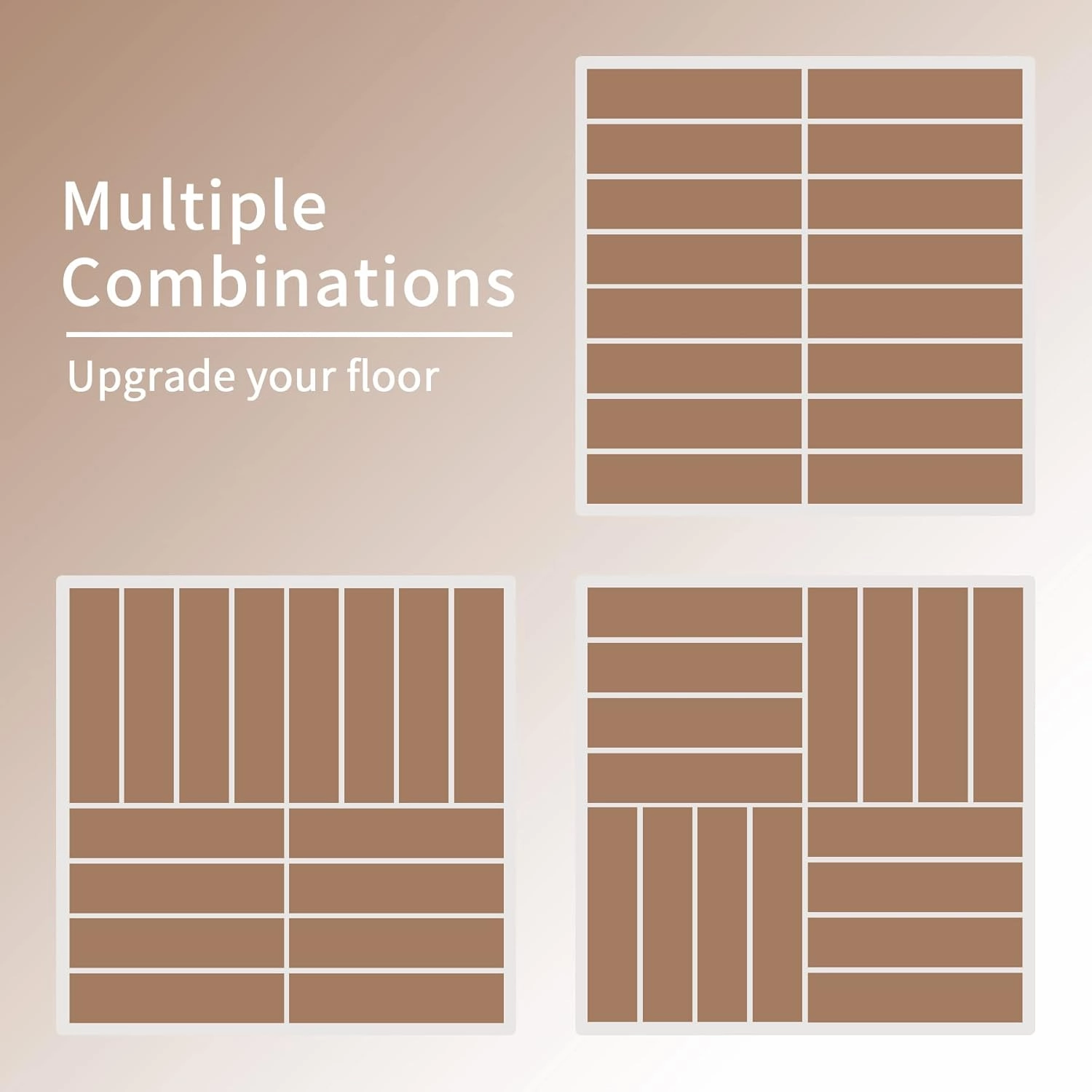 Plastic Interlocking Deck Tiles, 36 Pack, 12"x12" Patio Decking Tiles Not-Slip All Weather Use, PVC Waterproof Outdoor Flooring Pavers for Backyard, Poolside, Porch, Balcony, Brown