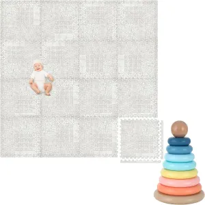 Play Platoon Non-Toxic Kids Play Mats for Floor, Extra-Thick Foam Tiles, Playmat for Toddlers & Childrens Playroom, Wooden Rainbow Stacking Toy Ring Stacker, Educational Interactive Learning Toys